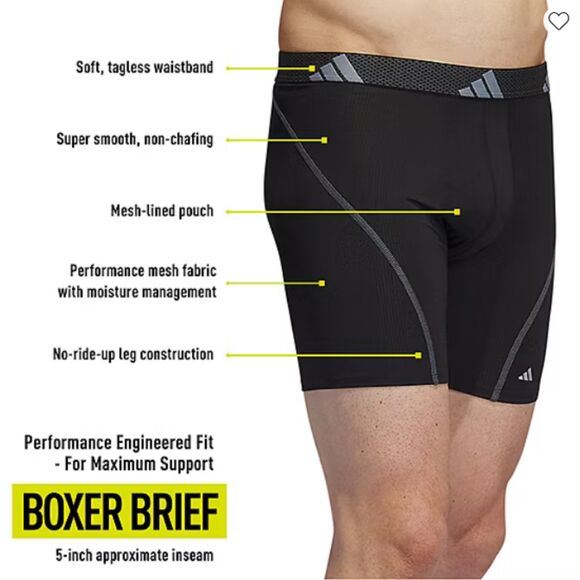 XXL adidas Performance Mesh Mens Big and Tall 3 Pack Boxer Brief msrp $40 - Picture 4 of 7